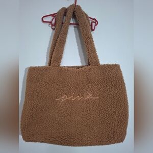 PINK Victoria's Secret Tan Sherpa Tote